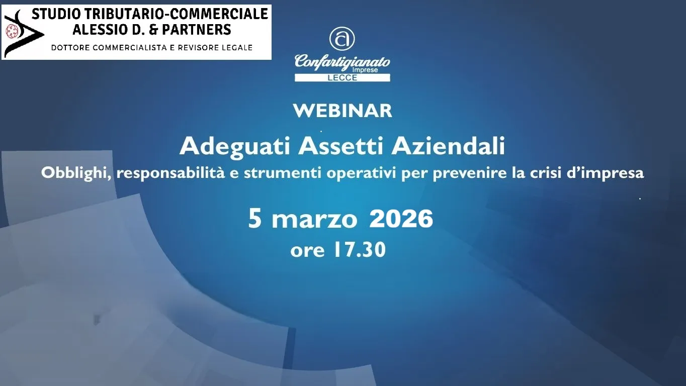 Lezione (webinar) sugli Adeguati Assetti Aziendali